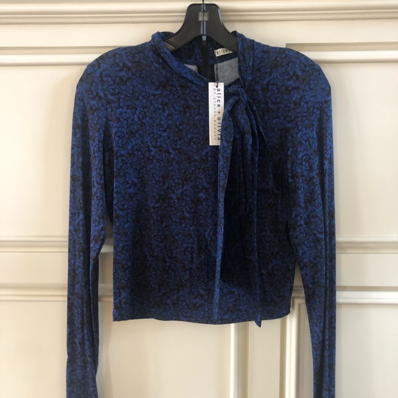 Alice + Olivia Long Sleeve Crop Top With Tie. Size M
